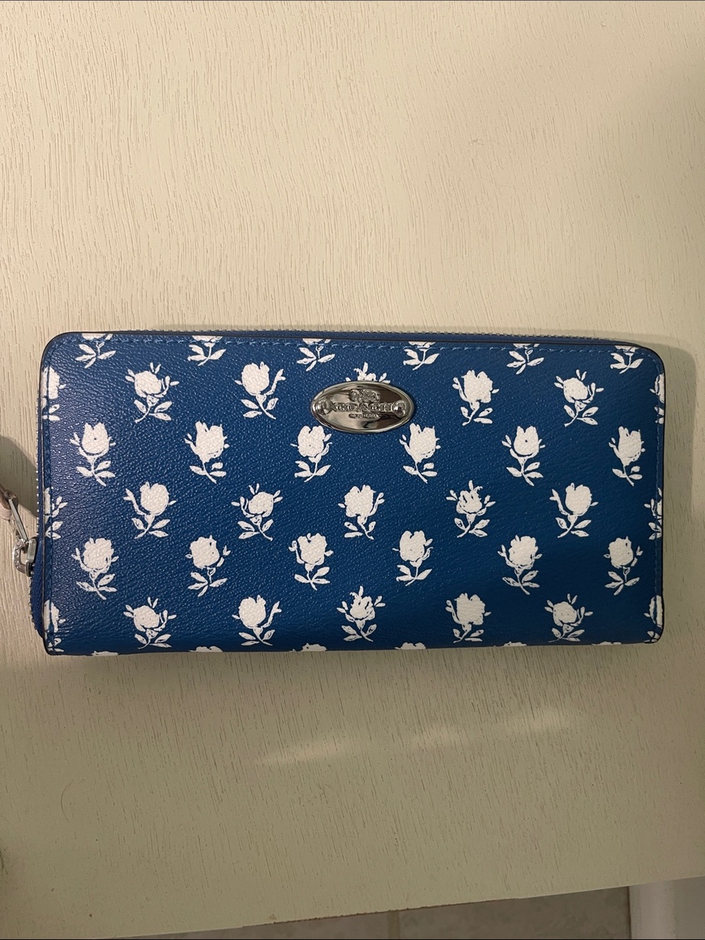 Coach Blue Floral Zip-Around Wallet